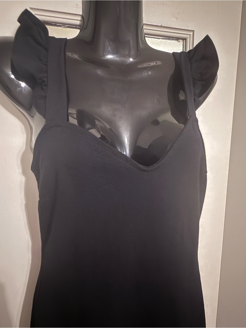 Kimchi Blue Urban Outfitters Black Ruffle Strap Sweetheart Bodycon Mini Dress S - Picture 2 of 9